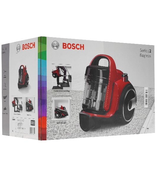 Пылесос Bosch BGC05AAA2 красный/черный, 350/700 Вт, уборка сухая, пылесборник контейнер 1.5 л