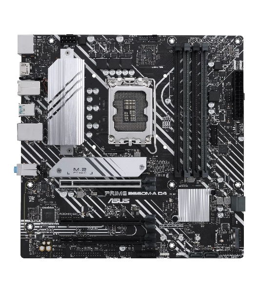 Материнская плата ASUS PRIME B660M-A D4-CSM, LGA 1700, Intel B660, 4xDDR4, 4xSATA, 2xM.2, 1xPCIe 4.0 x16, 1xPCIe 4.0 x4, 1xDP, 2xHDMI, 1x 1Gb LAN, 2xUSB-A 3.2 Gen 2, 4xUSB-A 2.0, 3x3.5 мм, 7.1, mATX
