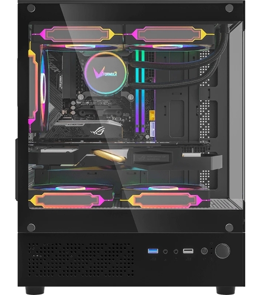 Компьютерный корпус MiniTower AeroCool/Formula Crystal Z1CM PLUS AR black (mATX, без БП, USB Type-A+USB Type-C) (Crystal Z1CM Plus Black AR)