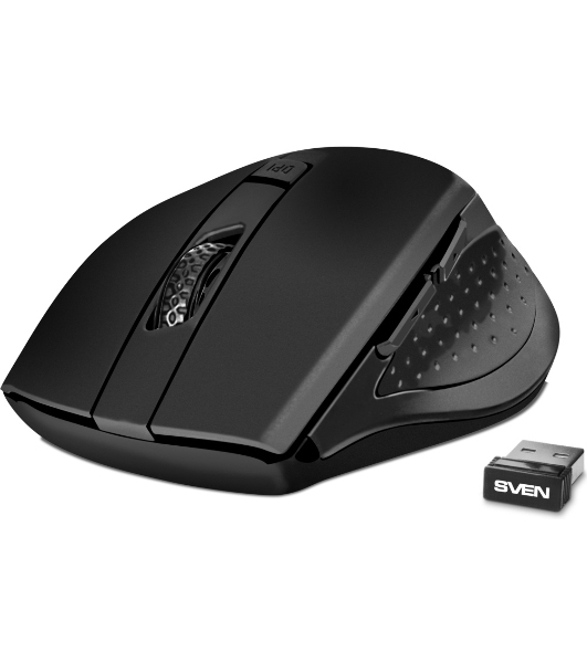 Мышь беспроводная SVEN RX-425W черный, 1600 dpi, радиоканал, USB, кнопки - 6