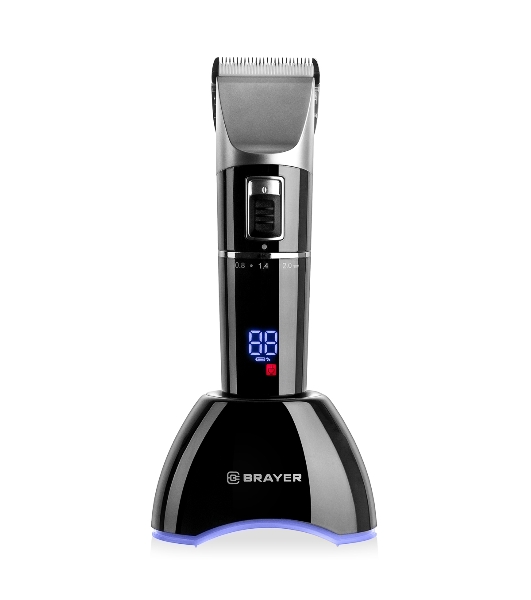 Машинка для стрижки BRAYER BR3402, LED-дисплей, 4 насад, турбо, титан. покр, регу. высоты лезвий