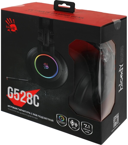 Гарнитура Bloody G528C чёрный, проводная, подсветка