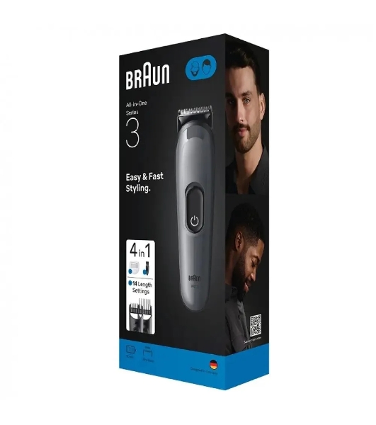 Триммер Braun AIO3500 серый (насадок в компл:3шт)