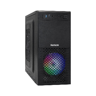 Компьютерный корпус Minitower ExeGate mEVO-7807-NPX400 (mATX, БП 400NPX 12см, 1хUSB+1хUSB 3.0, черный 1x12см с RGb подсветкой)