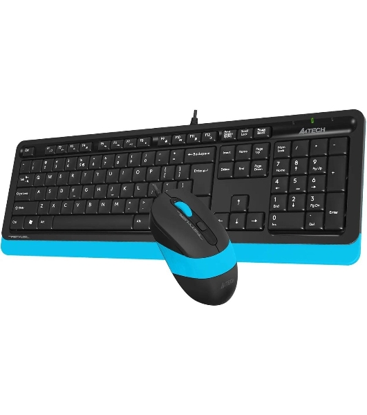 Комплект клавиатура+мышь A4Tech FStyler F1010 проводной, USB, 1600 DPI, чёрный/синий