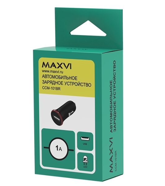 Автомобильное зарядное устройство Maxvi CCM-101BR USB 1А черно-красный