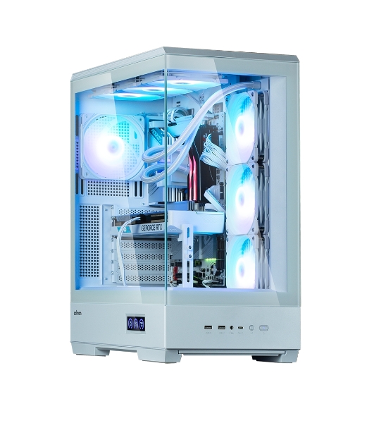 Компьютерный корпус ZALMAN P50 DS, ATX, WHITE, WINDOW, 2x3.5', 3x2.5', 1xUSB TYPE-C, 2xUSB 3.0, SIDE 3x120мм ARGb, REAR 1x120мм ARGb