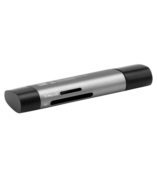 Кард-ридер Digma CR-СU2520-G/серый/SD/TF/micro-SD/micro-SDXC/miсro-SDHC/USB 2.0/Type-C/алюминий