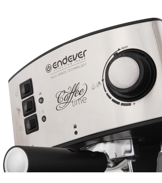 Кофеварка рожковая Endever Costa-1060 черный/стальной, исп. кофе - молотый, 1.6 л, 1000 Вт, 20 бар