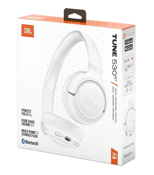Беспроводные наушники JBL Tune 530BT белый, накладные, Bluetooth, складная конструкция