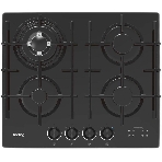 Встраиваемая варочная панель KORTING HGG 6447 ICPTN, газовая, 60 см, 4 конфорки, WOK, газ-контроль, электроподжиг, конфорки SABAF, функция управления вытяжкой (KHI 6099 ICGN, KHI 9099 ICGN), электронный таймер с цифровой индикацией, индикация интенсивности нагрева, адаптер под сжиженныый газ, цвет черное стекло, фото 1