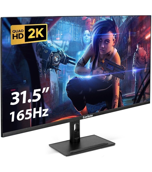 Монитор 31.5' ExeGate Combat EG3207TA IPS 2560x1440, 165 Гц, 1 мс, 16:9, 300 кд/м², 2xHDMI 2.0, DP, USB, 3.5 Jack, динамики (2x3 Вт), HDR10, FreeSync, черный