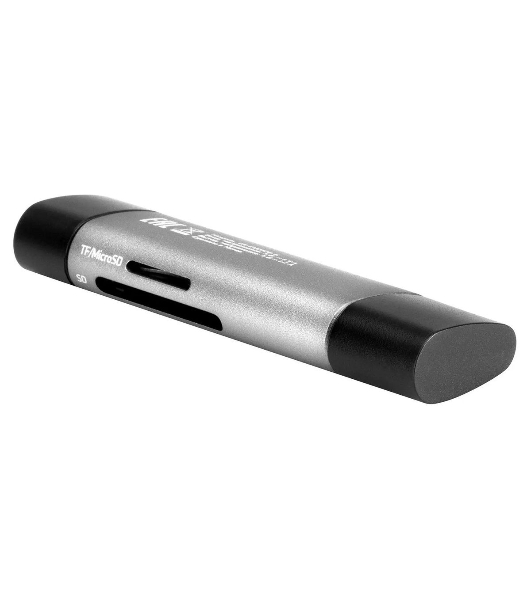 Кард-ридер Digma CR-СU2520-G/серый/SD/TF/micro-SD/micro-SDXC/miсro-SDHC/USB 2.0/Type-C/алюминий