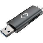 Кард-ридер Digma CR-СU2520-G/серый/SD/TF/micro-SD/micro-SDXC/miсro-SDHC/USB 2.0/Type-C/алюминий, фото4