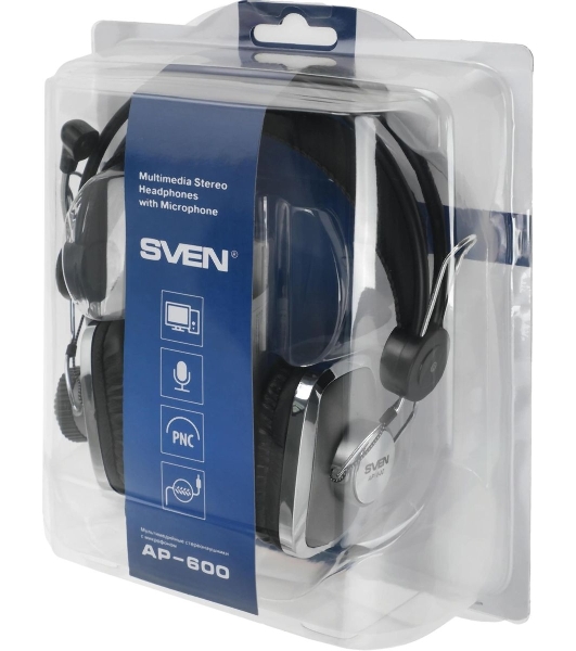 Гарнитура Sven AP-600 чёрный, проводная, 3.5 мм