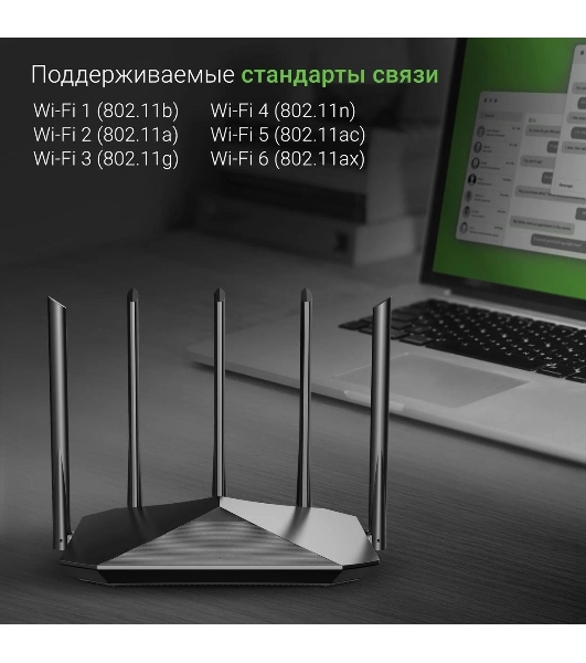 Роутер беспроводной Digma DWR-AX1501 AX1500 10/100/1000BASE-TX черный (упак.:1шт)