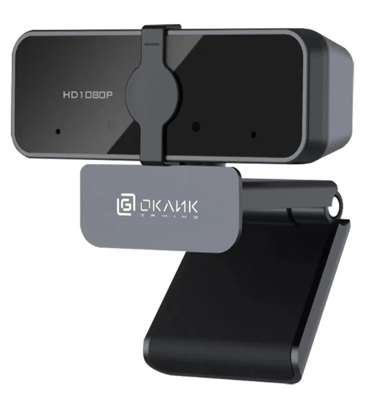 Веб-камера OKLICK OK-C21FH 1920x1080, 30 кадр/с, USB, микрофон (шумоподавление), крепление на мониторе