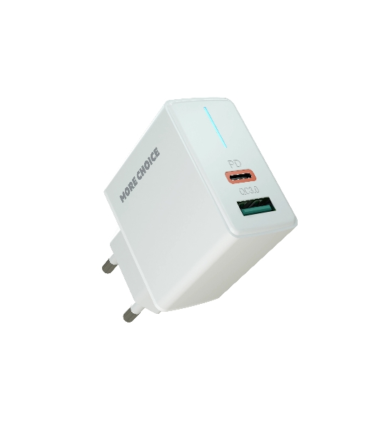 Сетевое зарядное устройство MORE CHOICE NC61 СЗУ 1USB+1USB-C 3.0A PD 20W+QC3.0 быстрая зарядка белый