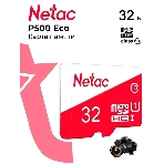 Флеш карта Netac P500 ECO 32Gb MicroSDHC C10 up to 80Mb/s, retail pack card only, фото 1