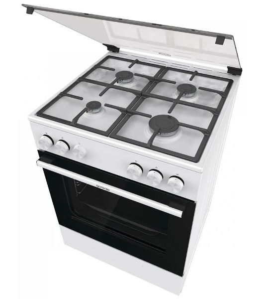 Плита газовая Gorenje GG6A11WF белый, конфорок 4 газовых, духовка 72 л, 60 см x 85 см x 60 см