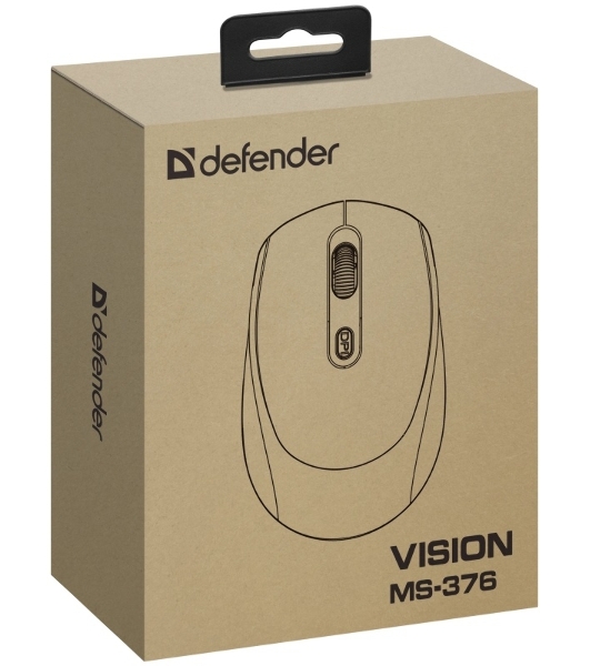 Мышь беспроводная Defender Vision MS-376 черный, 1600 dpi, радиоканал, Bluetooth, USB, кнопки - 4