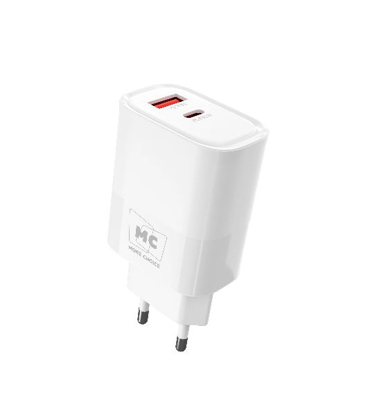 Сетевое зарядное устройство MORE CHOICE NC82a 1USB+1Type-C 3.0A PD 35W+QC3.0 для Type-C Type-C, белый