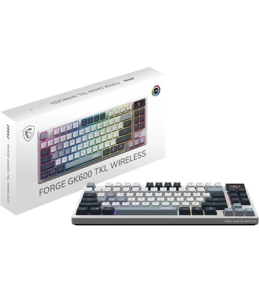 Клавиатура MSI Forge GK600 гибридная, Bluetooth, радиоканал, белый