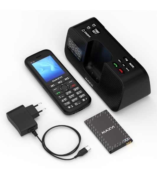 Мобильный телефон Maxvi RT-03 + док-станция, черный