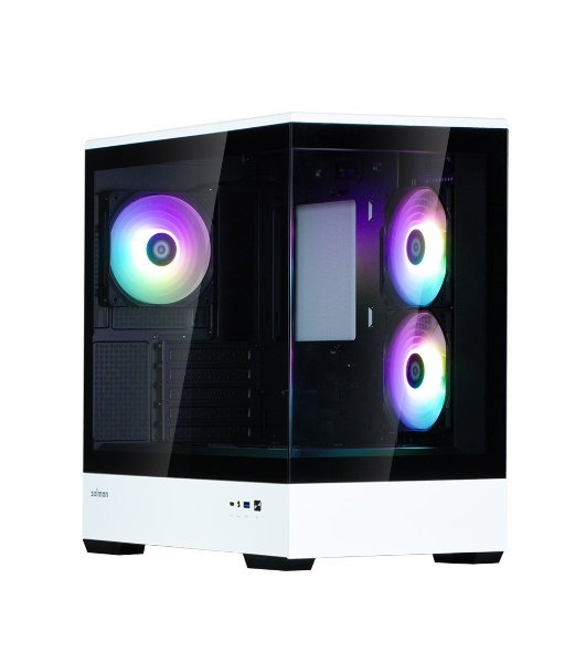 Компьютерный корпус ZALMAN P30 BW, MATX, BLACK/WHITE, WINDOW, 2x3.5', 3x2.5', 1xUSB TYPE-C, 1xUSB 3.0, SIDE 2x120мм ARGB, REAR 1x120мм ARGB