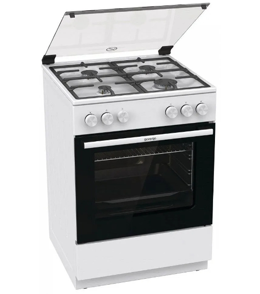 Плита газовая Gorenje GG6A11WF белый, конфорок 4 газовых, духовка 72 л, 60 см x 85 см x 60 см