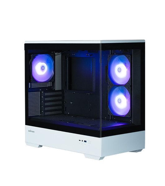 Компьютерный корпус ZALMAN P30 BW, MATX, BLACK/WHITE, WINDOW, 2x3.5', 3x2.5', 1xUSB TYPE-C, 1xUSB 3.0, SIDE 2x120мм ARGB, REAR 1x120мм ARGB