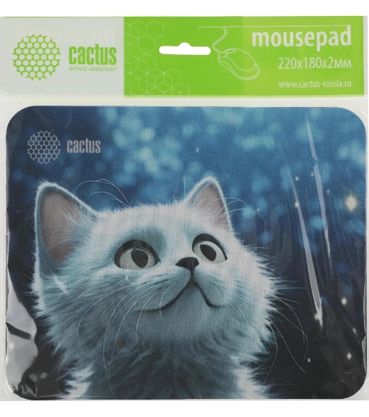 Коврик для мыши Cactus белый Cat 220x180x2мм (CS-MPC-P06XS)