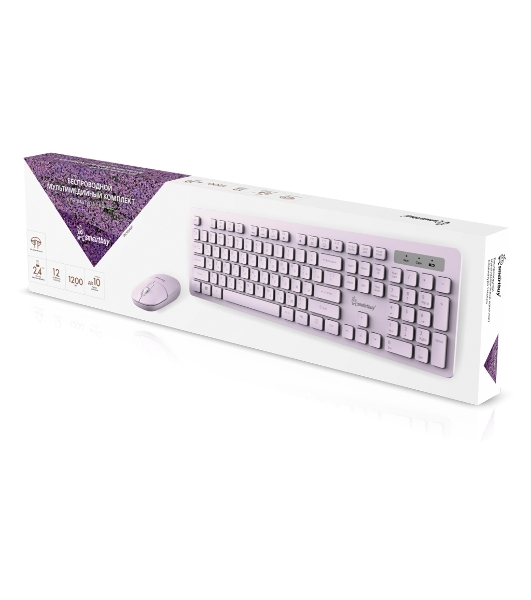 Комплект клавиатура+мышь Smartbuy 105AG беспроводной, USB, 1200 DPI, розовый