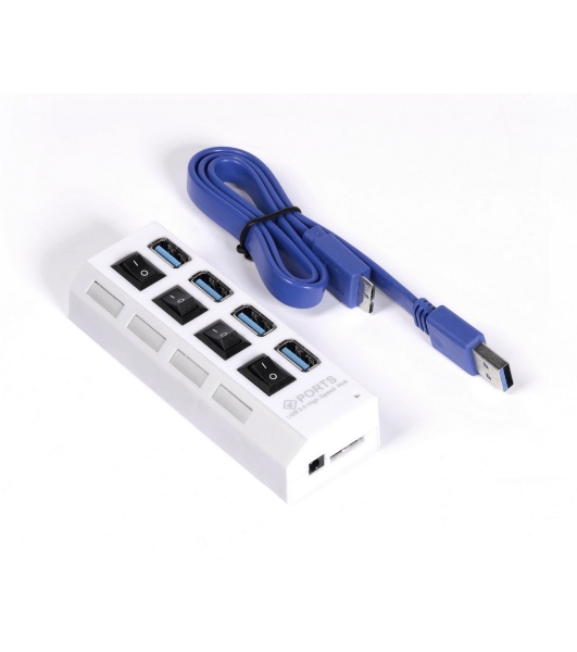 USB-концентратор Smartbuy SBHA-7304-W, USB 3.0, USB 4 порта, USB