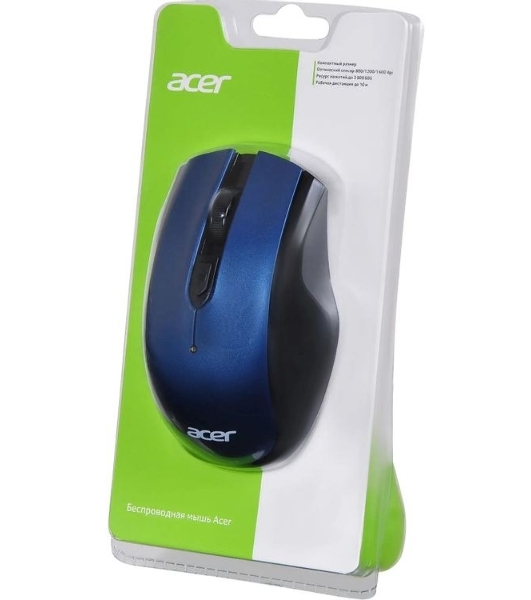Мышь беспроводная Acer OMR031 черный/синий, 1600 dpi, радиоканал, USB, кнопки - 4