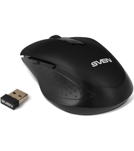 Мышь беспроводная SVEN RX-425W черный, 1600 dpi, радиоканал, USB, кнопки - 6