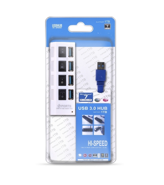 USB-концентратор Smartbuy SBHA-7304-W, USB 3.0, USB 4 порта, USB