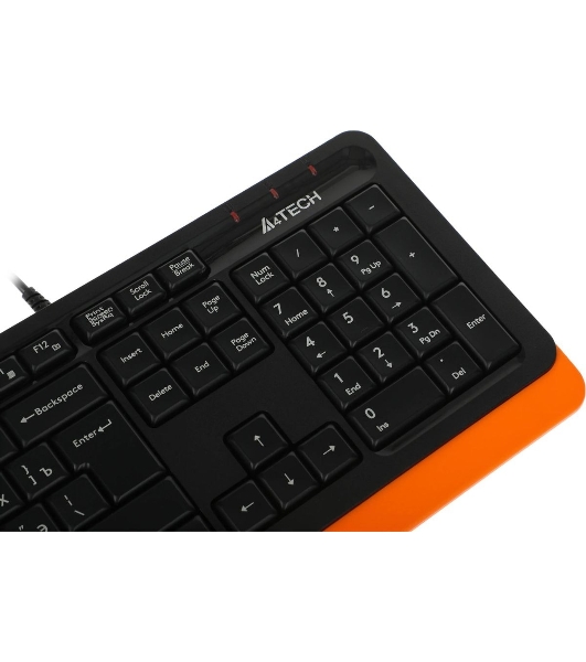 Комплект клавиатура+мышь A4Tech FStyler F1010 проводной, USB, 1600 DPI, чёрный/оранжевый
