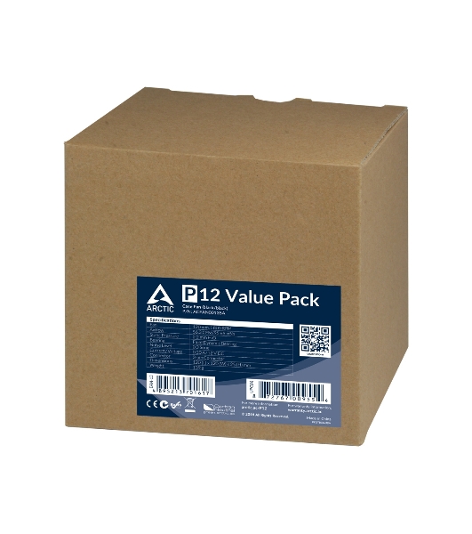 Вентилятор для корпуса Arctic P12 Value pack черный, 120 мм, 1800 об/мин, 22.5 дБ, 3 pin