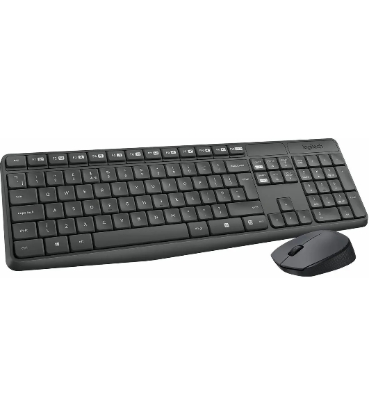 Комплект клавиатура+мышь Logitech MK235 беспроводной, USB, 1000 DPI, серый (заводская гравировка)