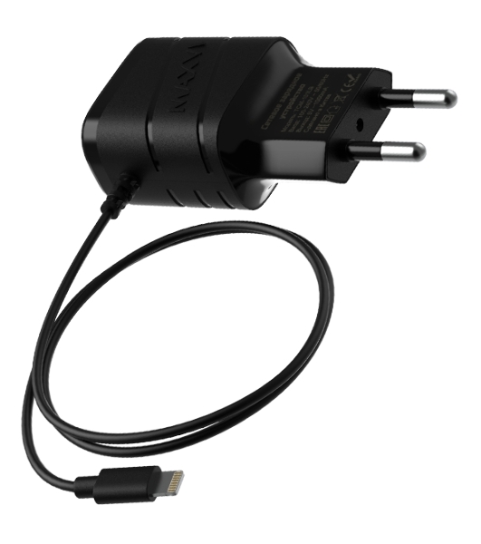 Сетевое зарядное устройство Maxvi TCM-101LB 1A, Lightning, 1xUSB-A, черный