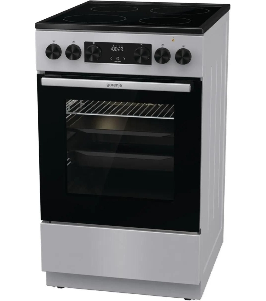 Плита электрическая Gorenje GEC5C41SG серый, конфорок 4 электрических, духовка 70 л, 50 см x 85 см x 59.4 см (без крышки)