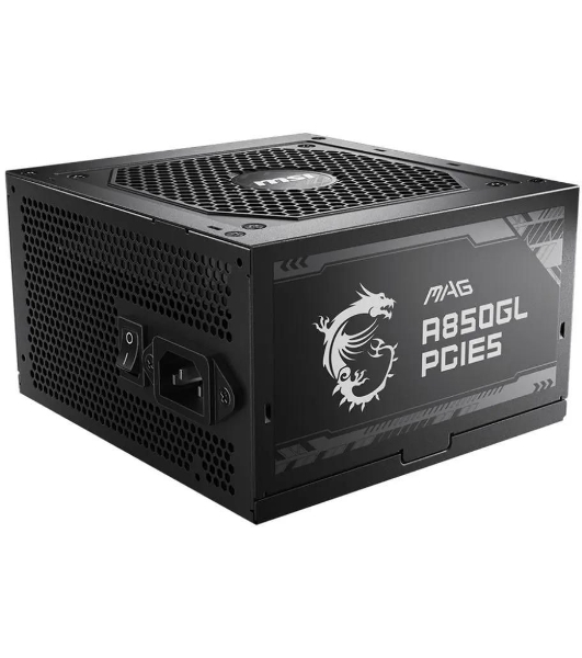 Блок питания MSI MAG A850GL PCIE5, 850W, 80 PLUS Gold, полностью модульный, ATX 3.0, PCIE5