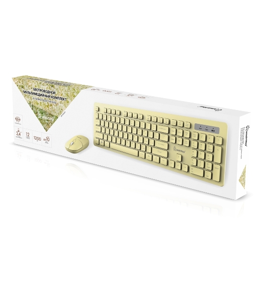 Комплект клавиатура+мышь Smartbuy 105AG беспроводной, USB, 1200 DPI, желтый
