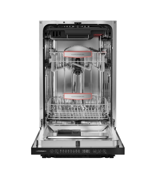 Встраиваемая посудомоечная машина Kuppersberg GHL 4530, High-Tech, 45 см, 11 комплектов, 8 программ, 3 корзины, лифт-механизм, конденсационная сушка, луч на полу, полная защита от протечек, индикатор отсутствия соли и ополаскивателя, отображение времени мытья, сенсорное управление, самодиагностика неисправностей, защита от детей, уровень шума 42 дб, энергоэффективность А