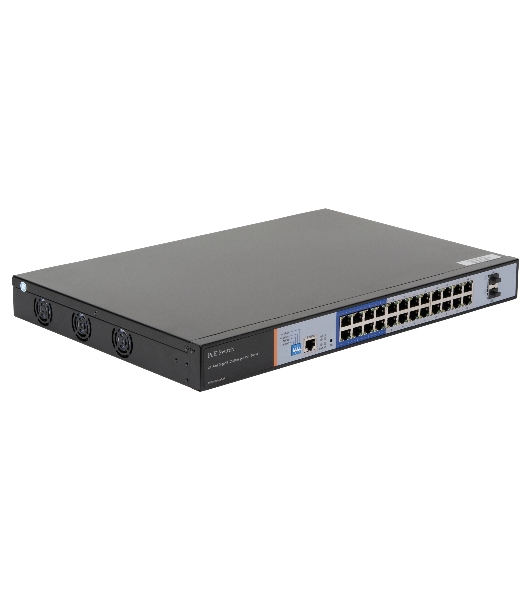 Коммутатор GIGALINK GL-SW-G205-24P, 24×1 Гбит/с PoE + 2×1 Гбит/с SFP, настраиваемый