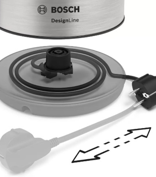 Электрочайник Bosch TWK3P420 черный, 1.7 л, 2400 Вт, скрытый нагревательный элемент