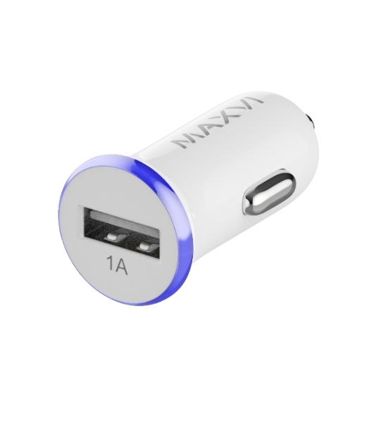 Автомобильное зарядное устройство Maxvi CCM-101WB USB 1А бело-синий