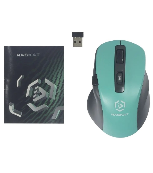 Мышь беспроводная Raskat M020W зеленый/черный, 2400 dpi, радиоканал, Bluetooth, USB, кнопки - 7