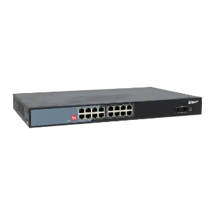 Коммутатор EKF TSX-U-2GX/SFP-16GTP-R, 16×1 Гбит/с PoE + 2×1 Гбит/с SFP, неуправляемый